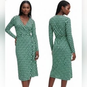 NWT Diane von Furstenberg Long Sleeve Arrow Geo Wrap Dress DVF Target  Black Blu